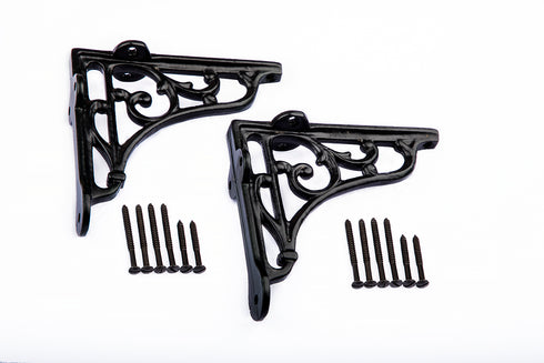 Pair of Victorian Scroll Shelf Brackets 5 Inch Antique Black